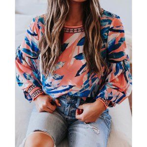 VICI Foliage Printed Blouse Size Small